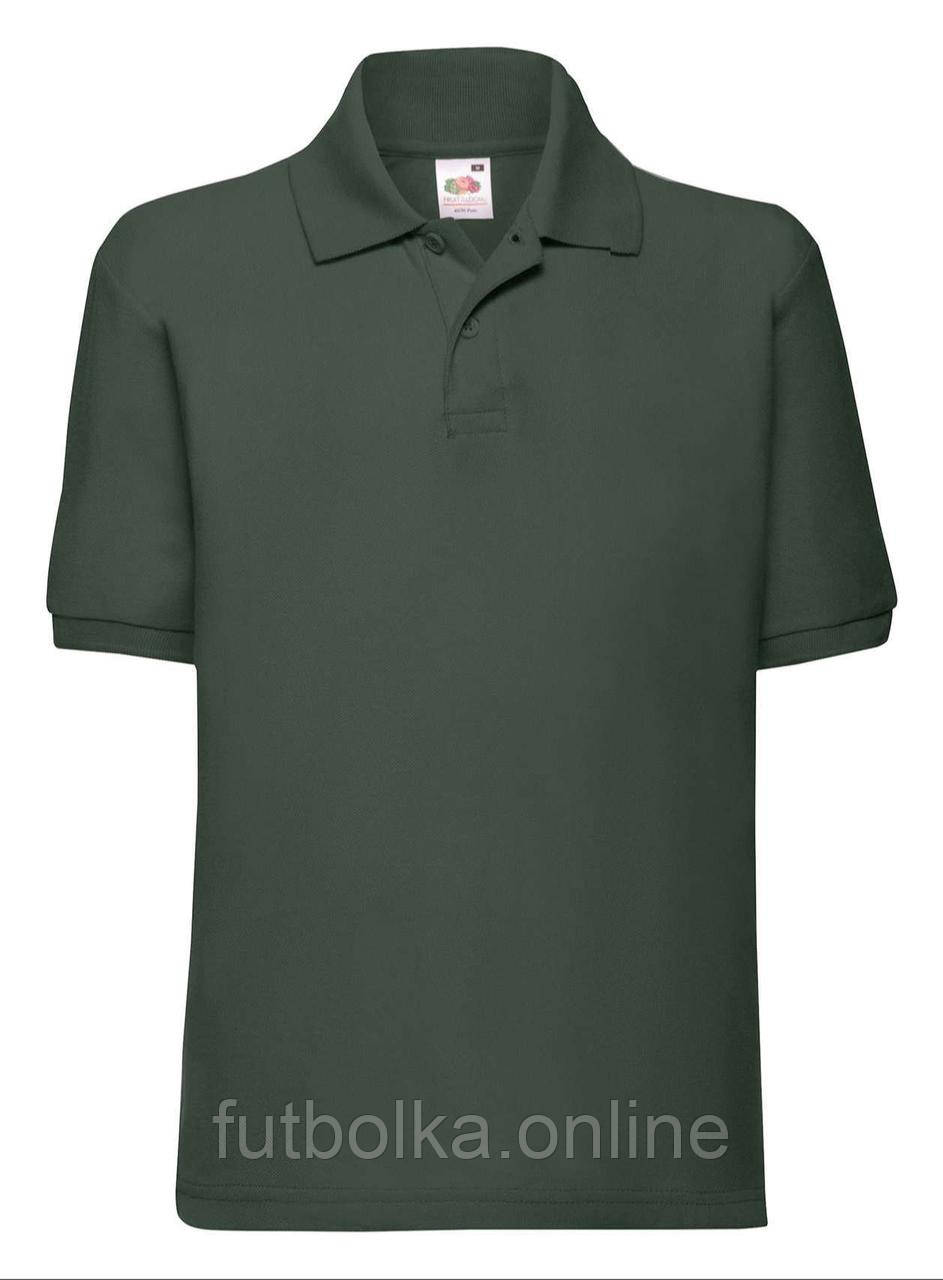 Чорна футболка поло дитяча для дівчинки однотонна 65/35 Polo kids Fruit of the loom