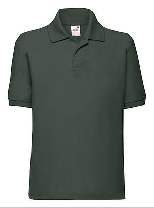 Чорна футболка поло дитяча для дівчинки однотонна 65/35 Polo kids Fruit of the loom, фото 1