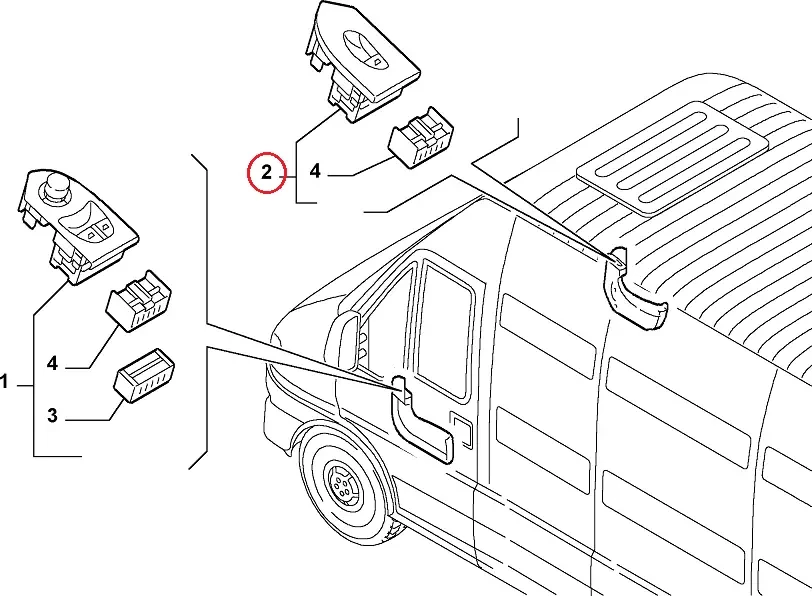 Кнопка склопідйомника права Fiat Ducato 244, Peugeot Boxer, Citroen Jumper (2002-2006), 735315616, 655T5