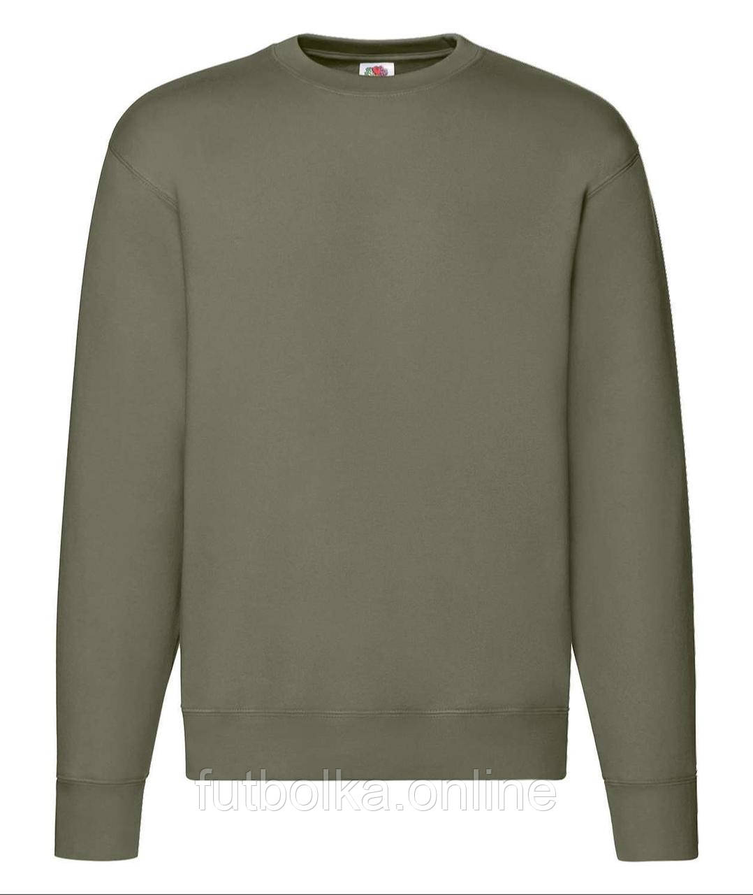 Оливковий чоловічий светр вільний Premium set-in sweat Fruit of the loom