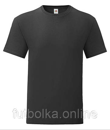 Чорна футболка чоловіча полегшена Iconic Fruit of the loom, фото 1