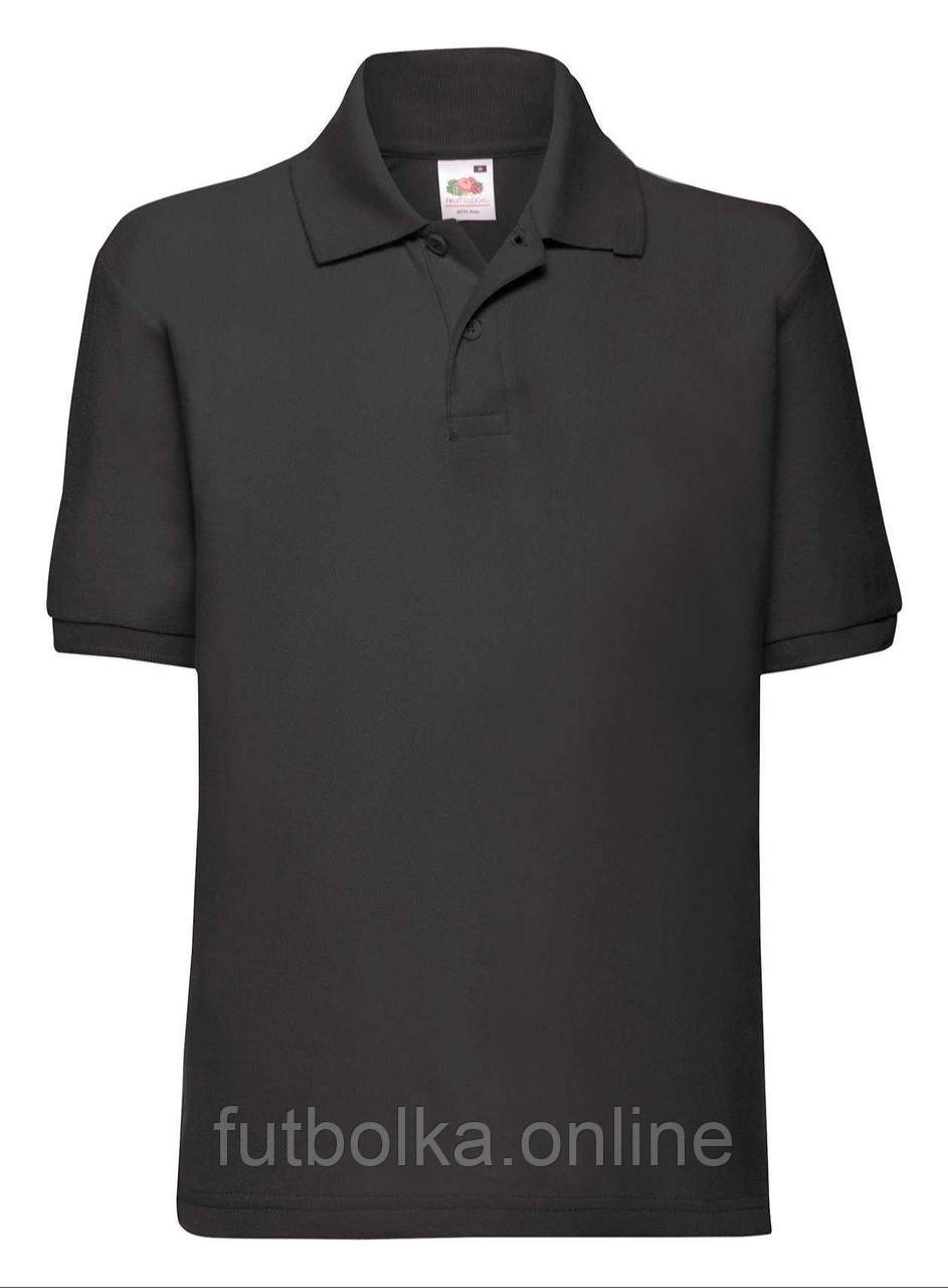 Глибоко Темно-Синя футболка поло дитяча для дівчинки однотонна 65/35 Polo kids Fruit of the loom