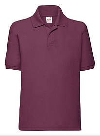 Бордова дитяча футболка поло в школу 65/35 Polo kids Fruit of the loom