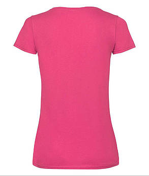 Малинова жіноча футболка однотонна з V-подібним вирізом Lady-fit v-neck Fruit of the loom, фото 3