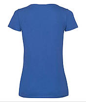 Яскраво-Синя жіноча футболка однотонна з V-подібним вирізом Lady-fit v-neck Fruit of the loom, фото 3