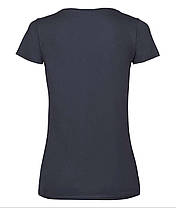 Глибоко Темно-Синя жіноча футболка однотонна з V-подібним вирізом Lady-fit v-neck Fruit of the loom, фото 3