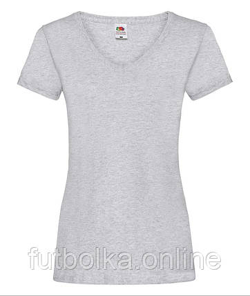 Сіро-Лілова жіноча футболка однотонна з V-подібним вирізом Lady-fit v-neck Fruit of the loom, фото 1