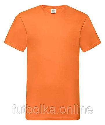 Помаранчева чоловіча футболка базова з V-подібним вирізом Valueweight v-neck Fruit of the loom, фото 1