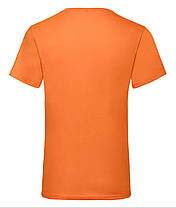 Помаранчева чоловіча футболка базова з V-подібним вирізом Valueweight v-neck Fruit of the loom, фото 4