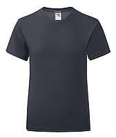 Глубоко Тёмно-Синяя детская футболка для девочки летняя Girls Iconic T Fruit of the loom