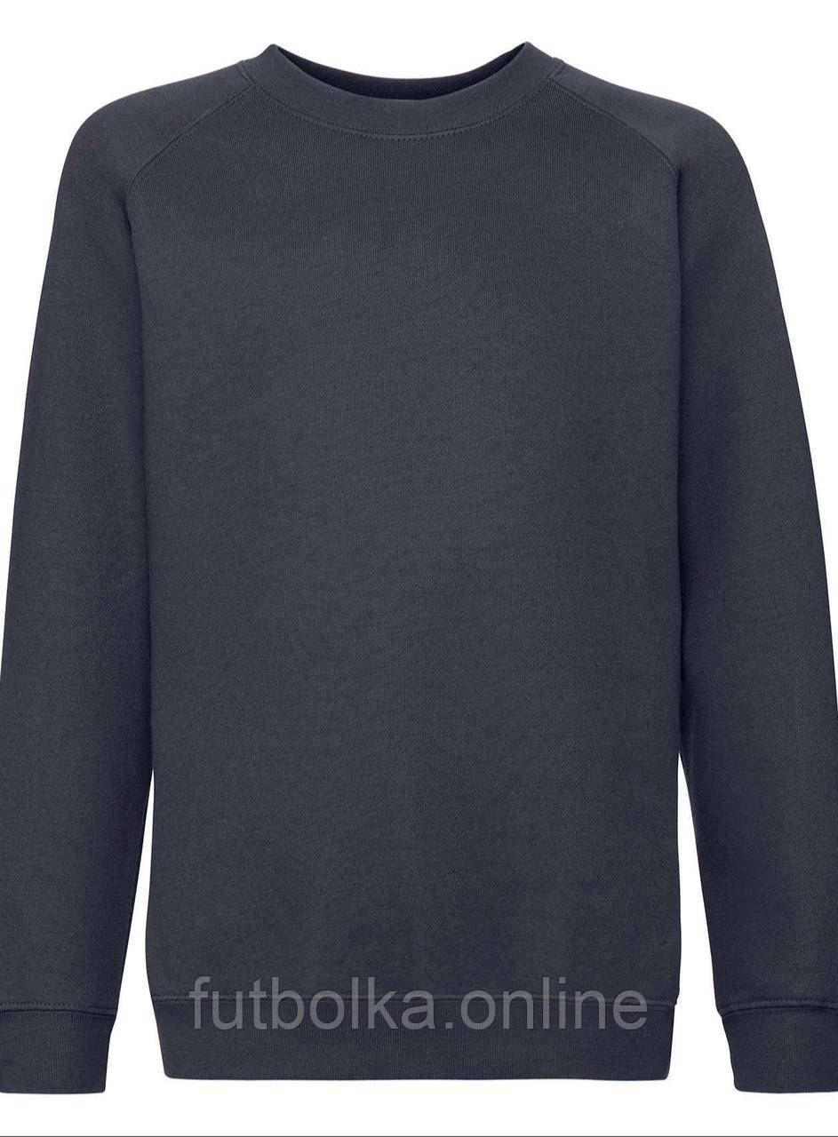 Глибокий Темно-Синій дитячий світшот модний Premium raglan sweat kids Fruit of the loom