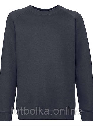 Глибокий Темно-Синій дитячий світшот модний Premium raglan sweat kids Fruit of the loom, фото 1