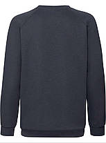 Глибокий Темно-Синій дитячий світшот модний Premium raglan sweat kids Fruit of the loom, фото 3