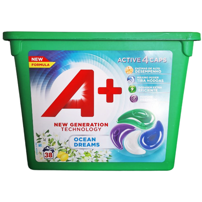 Капсули 4в1 для прання А+ Океан ЛИМОН 38шт, фото 1