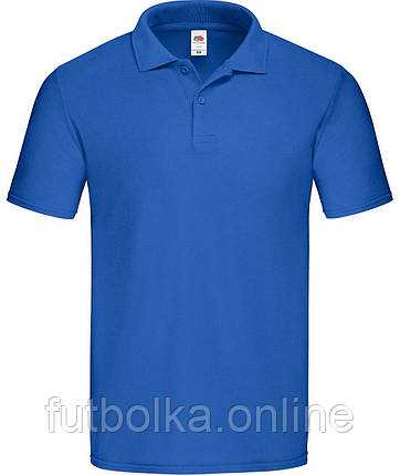 Яскраво-Синя футболка поло чоловіча вільна Original polo Fruit of the loom, фото 1