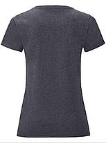 Темно-Сіра Меланж жіноча футболка легка Ladies Iconic T Fruit of the loom, фото 3