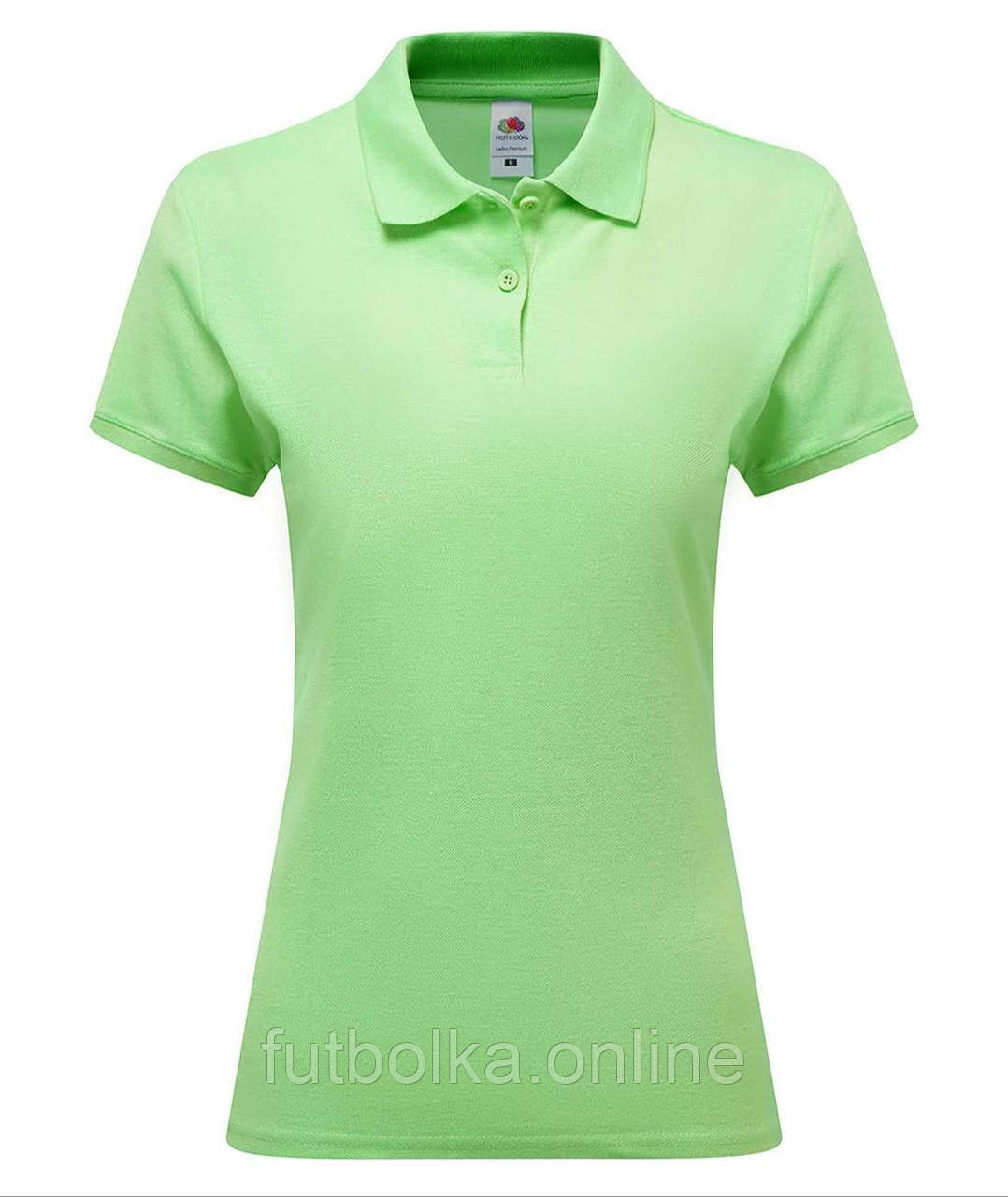 Нео М'ятна футболка жіноча поло преміум якість Premium polo lady-fit Fruit of the loom