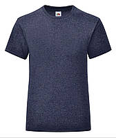 Темно-Синяя Меланжовая детская футболка для девочки летняя Girls Iconic T Fruit of the loom