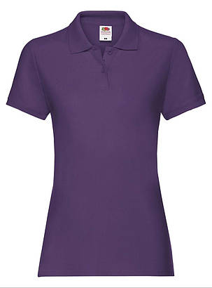 Фіолетова футболка жіноча поло преміум якість Premium polo lady-fit Fruit of the loom, фото 1