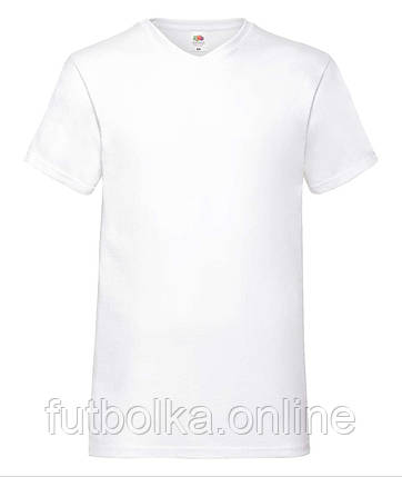 Біла чоловіча футболка базова з V-подібним вирізом Valueweight v-neck Fruit of the loom, фото 1