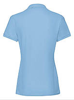 Небесно-Блакитна футболка жіноча поло преміум якість Premium polo lady-fit Fruit of the loom, фото 3