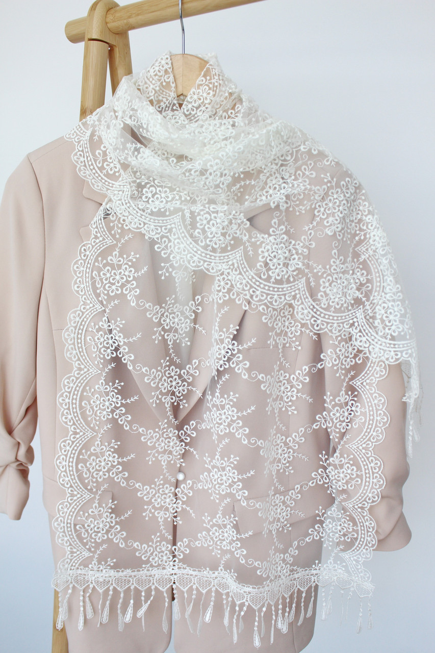 Шарф айворі весільний церковний ажурний 151002, фото 1