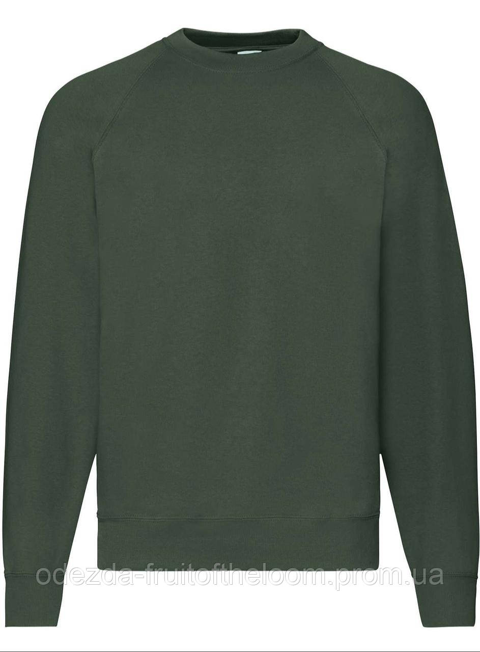 Темно-Зелений реглан чоловічий зимовий Classic raglan sweat Fruit of the loom