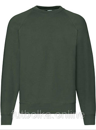 Темно-Зелений реглан чоловічий зимовий Classic raglan sweat Fruit of the loom, фото 1