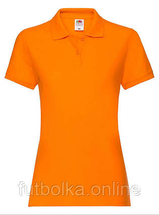 Помаранчева футболка жіноча поло преміум якість Premium polo lady-fit Fruit of the loom, фото 1