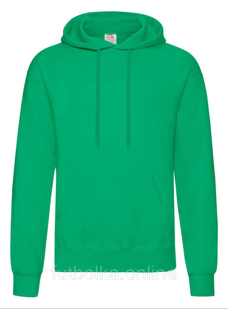 Яскраво-Зелена толстовка чоловіча базова Classic hooded sweat Fruit of the loom