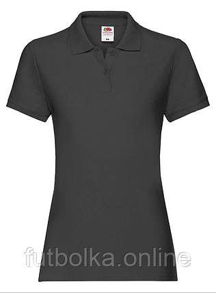 Чорна футболка жіноча поло преміум якість Premium polo lady-fit Fruit of the loom, фото 1