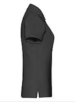 Чорна футболка жіноча поло преміум якість Premium polo lady-fit Fruit of the loom, фото 2