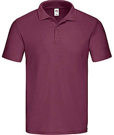 Бордова футболка поло чоловіча вільна Original polo Fruit of the loom