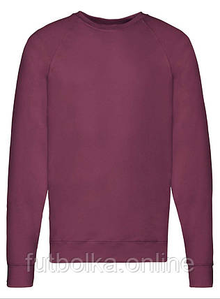 Бордовий світшот чоловічий полегшений Lightweight raglan sweat Fruit of the loom, фото 1