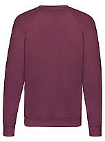 Бордовий світшот чоловічий полегшений Lightweight raglan sweat Fruit of the loom, фото 4