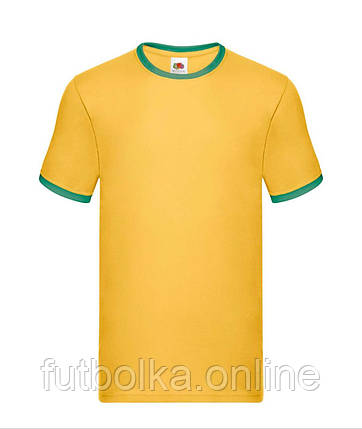 Сонячно-Жовта чоловіча футболка з окантовкою Ringer Fruit of the loom, фото 1