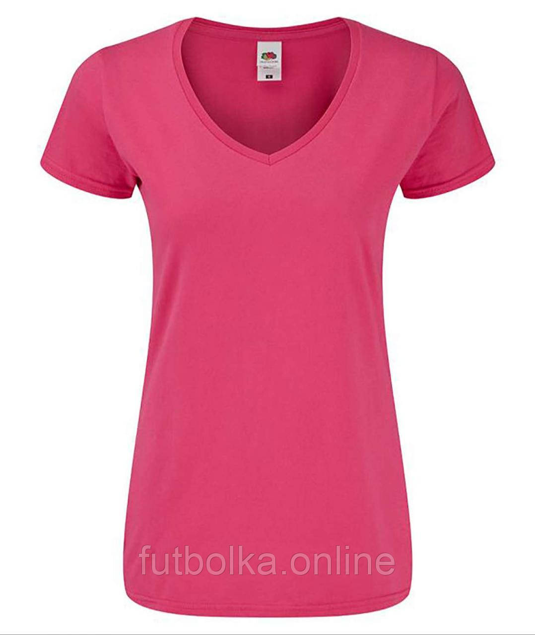 Малинова футболка жіноча з V-подібним вирізом Ladies Iconic 150 V Neck T-Shirt Fruit of the loom