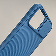 Чохол для iPhone 12 Nillkin зі шторкою для камери матовий щільний чохол нілкін на телефон айфон 12 синій, фото 3