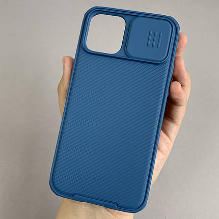 Чохол для iPhone 12 Nillkin зі шторкою для камери матовий щільний чохол нілкін на телефон айфон 12 синій, фото 1