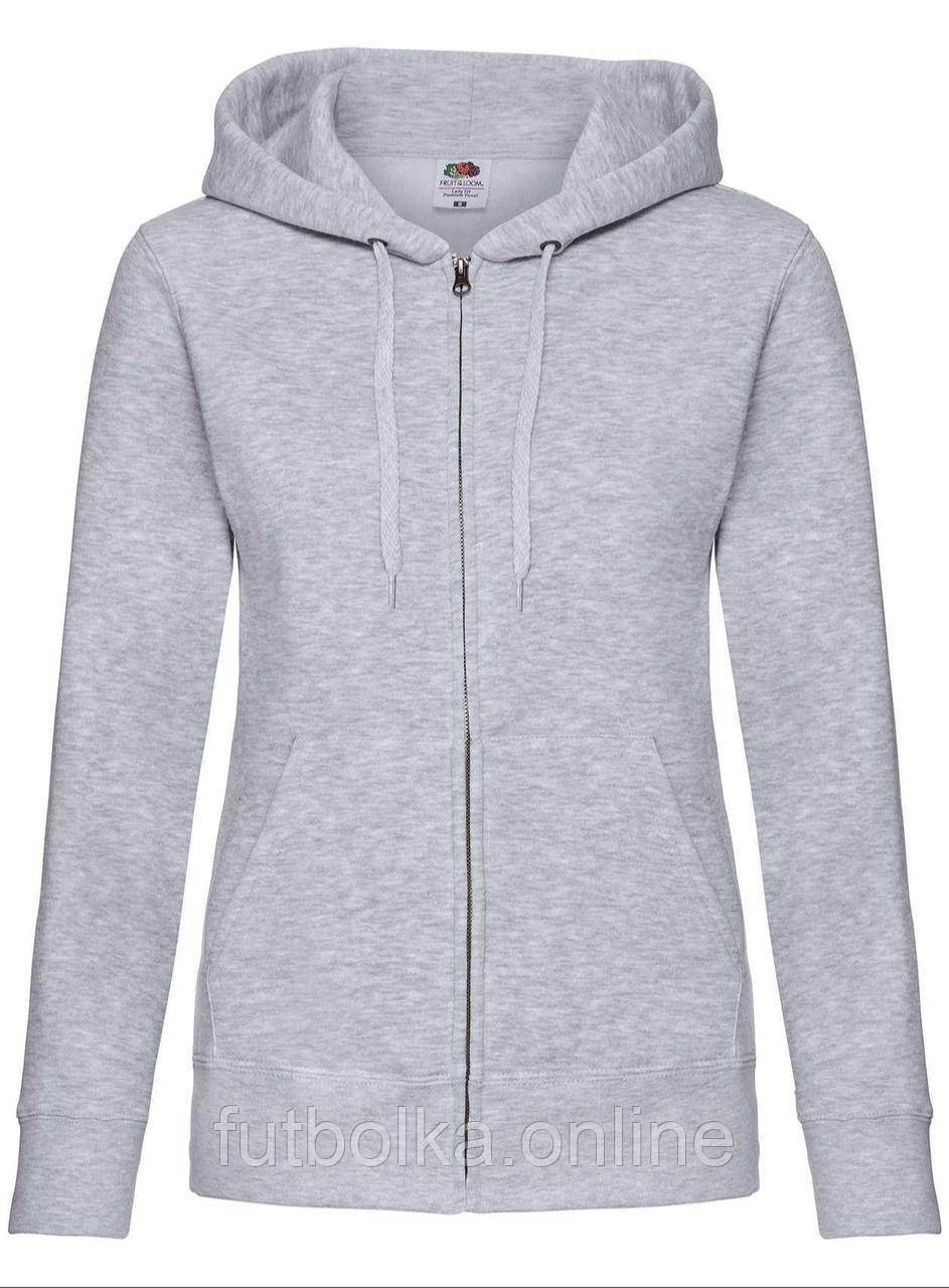 Сіро-Лілова худі жіноча на блискавці Premium hooded sweat jacket lady-fit Fruit of the loom