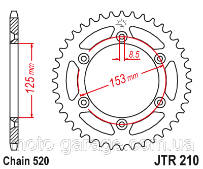Зірка задня Geon GNS 300, GEON DAKAR 450,Kovi 250,HONDA CR, CRF,Exdrive CRF300,520H-47T, D125/153, JTR210.47SC