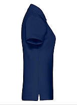 Темно-Синя футболка жіноча поло преміум якість Premium polo lady-fit Fruit of the loom, фото 2