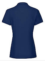 Темно-Синя футболка жіноча поло преміум якість Premium polo lady-fit Fruit of the loom, фото 3
