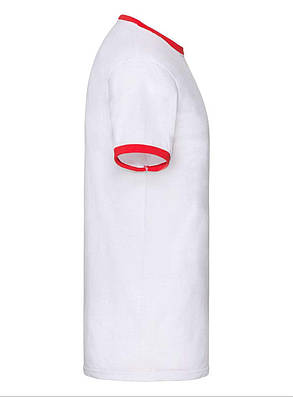 Біла чоловіча футболка з окантовкою Ringer Fruit of the loom, фото 3