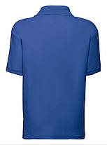 Яскраво-Синя дитяча футболка поло в школу 65/35 Polo kids Fruit of the loom, фото 3