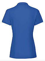 Яскраво-Синя футболка жіноча поло преміум якість Premium polo lady-fit Fruit of the loom, фото 3