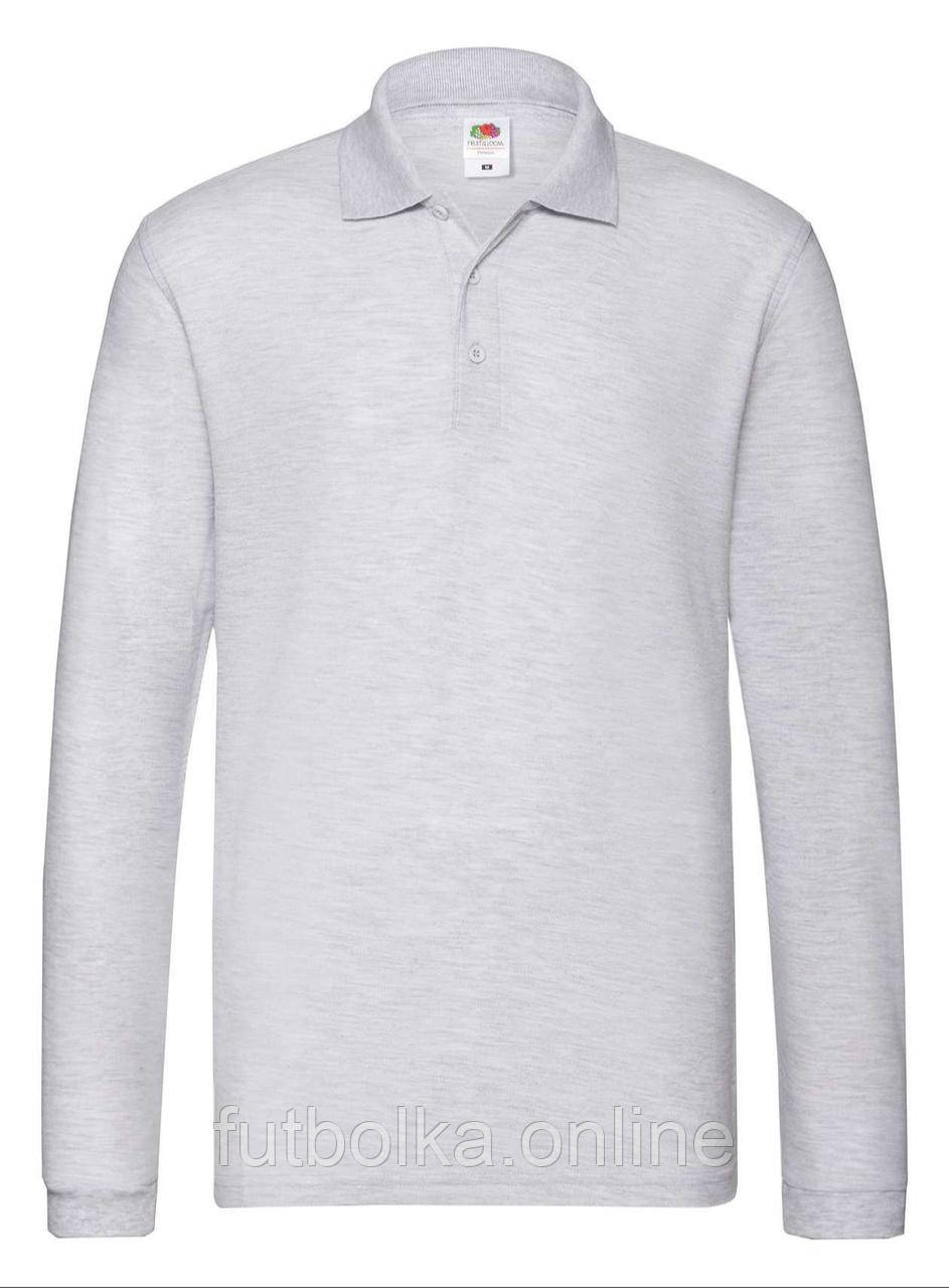 Попільне поло чоловіче з довгим рукавом Premium l/s polo Fruit of the loom