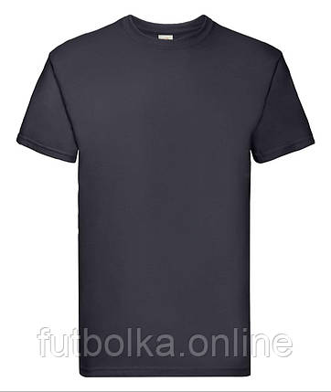 Глибоко Темно-Синя футболка чоловіча 100% бавовна преміум Super premium Fruit of the loom, фото 1