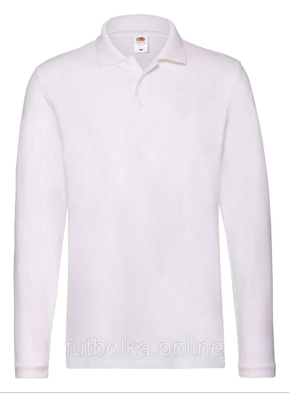 Біле поло чоловіче з довгим рукавом Premium l/s polo Fruit of the loom