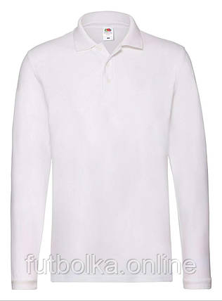 Біле поло чоловіче з довгим рукавом Premium l/s polo Fruit of the loom, фото 1